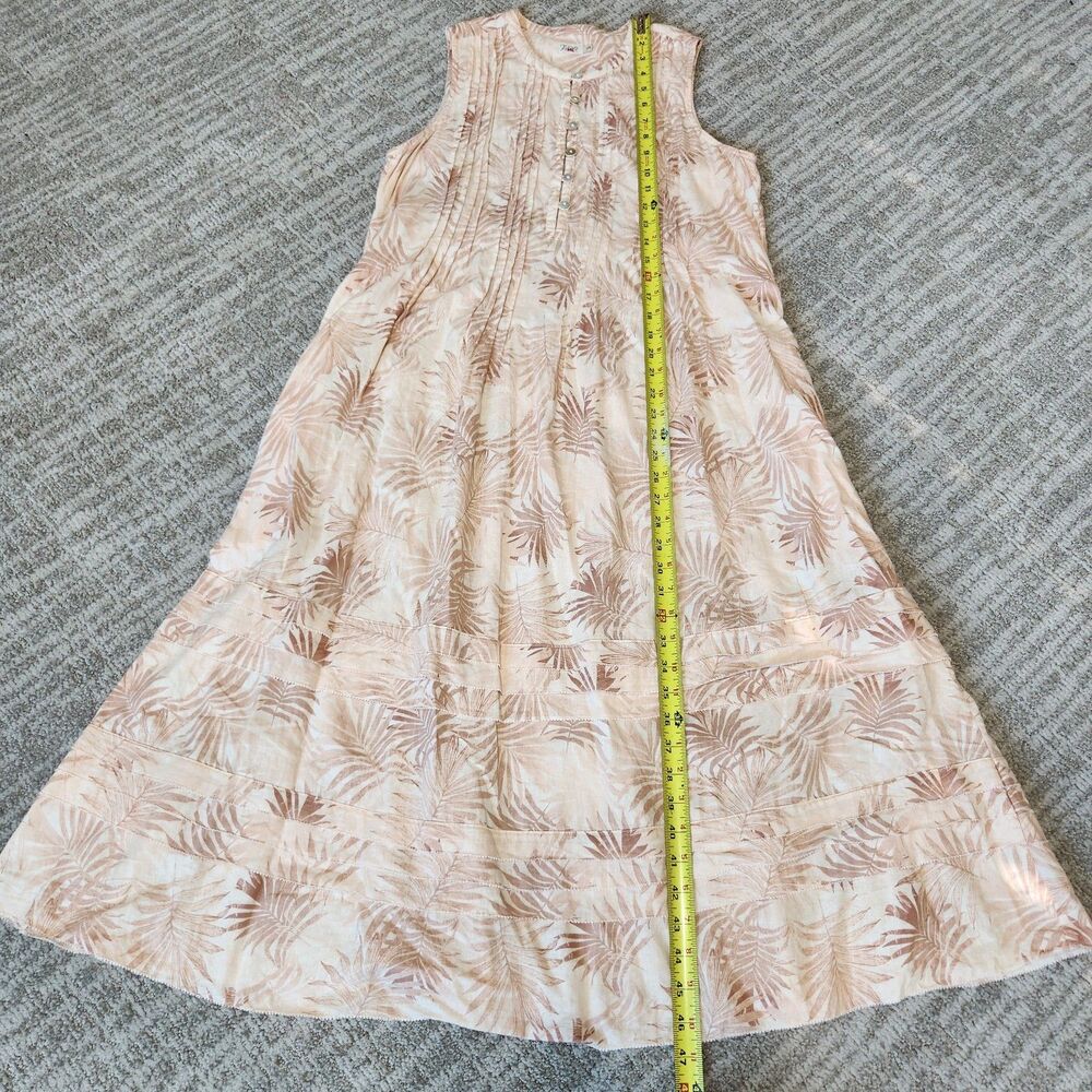 Faherty women's linen blend palm peach sleeveless midi dress size S - Picture 4 of 10